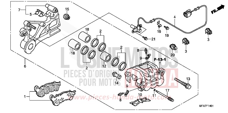 REAR BRAKE CALIPER (CBF1000A/T/S) for CBF1000 ABS CANDY XENON BLUE (PB324) from 2007